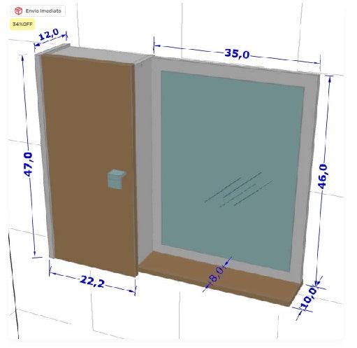 Painel de Banheiro com 1 Porta e 1 Prateleira CLP 24/25 - My Store