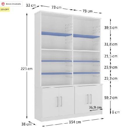 Estante Decorativa 6 Portas e 4 Prateleiras CLP 25 - My Store