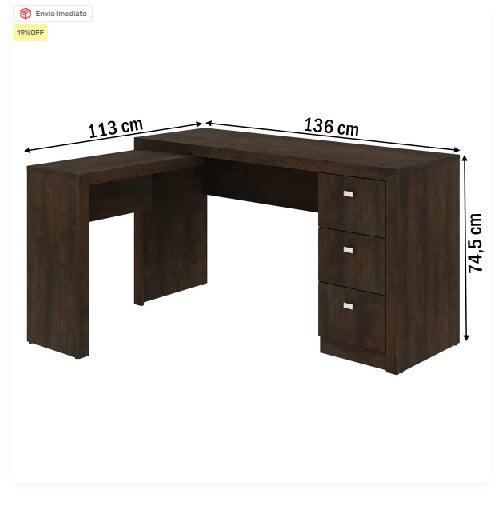 Mesa de Estudos com Apoio Funcional Lateral e 3 Gavetas CLP 24/25 - My Store