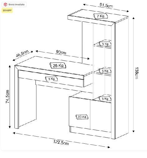 Mesa de Estudos com Estante Organizacional CLP 24/25 - My Store